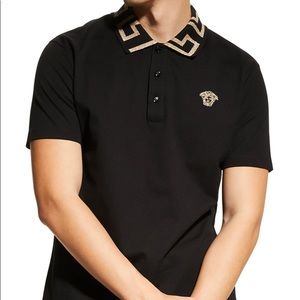 VERSACE Men's Greca-Collar Polo Shirt Size 4XL! AUTH RETAIL $575 TAYLOR FIT